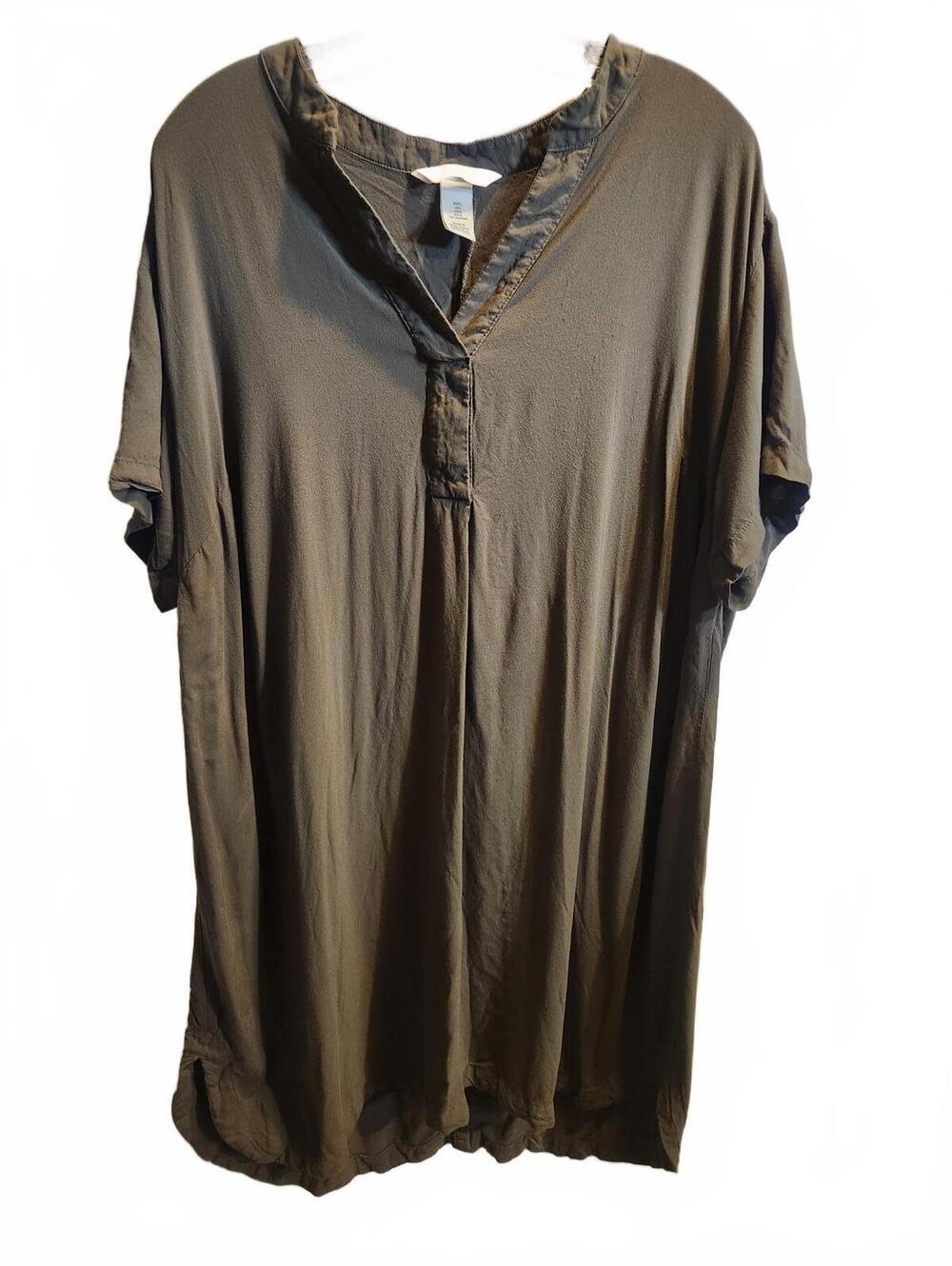 H&M Basic Olive Green Midi Dress. Women's Size Large. Excellent condition